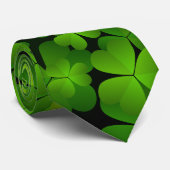 上品なアイリッシュモノグラムのシャムロックダブルサイドタイ ネクタイ (ロール)