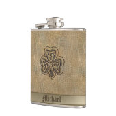 上品なアイルランドのラッキーシャムロックレザーの外観 フラスク (左)