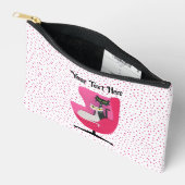 上品なアトミックキャッツダイヤモンドカラースピンク水玉模様 アクセサリーポーチ (見開き)