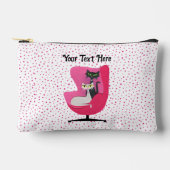 上品なアトミックキャッツダイヤモンドカラースピンク水玉模様 アクセサリーポーチ (正面)