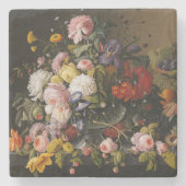 上品なアンティークフローラスチルライフファインアート絵画ズ ストーンコースター (正面)