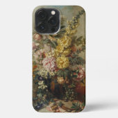 上品なアンティークフローラスチルライフファインアート絵画ズ iPhoneケース (裏面)