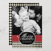 上品なアーガイルクリスマスフォトカード シーズンカード (正面/裏面)