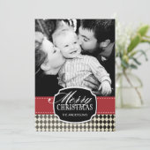 上品なアーガイルクリスマスフォトカード シーズンカード (スタンド正面)