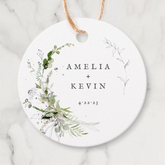 上品なアースカラーのグリーン　名入れ日付 フェイバータグ (正面)