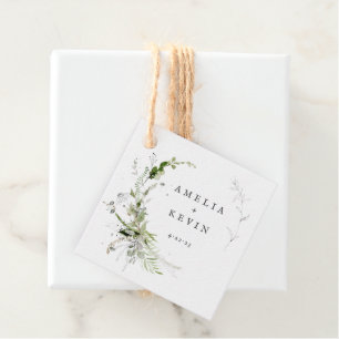 上品なアースカラーのグリーン　名前と日付 フェイバータグ