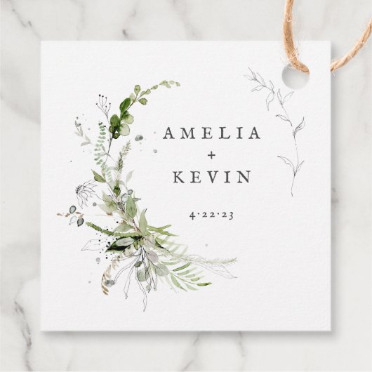 上品なアースカラーのグリーン 名前と日付 フェイバータグ (裏面)