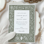 上品なアースカラーの花をあしらった結婚式の招待状 招待状