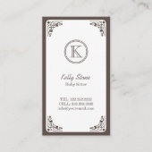 上品なアールデコのボーダーベビーシッター 名刺 (正面)
