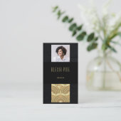 上品なアールデコプロフェッショナルブラック金ゴールド写真 名刺 (スタンド正面)