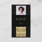 上品なアールデコプロフェッショナルブラック金ゴールド写真 名刺 (正面)