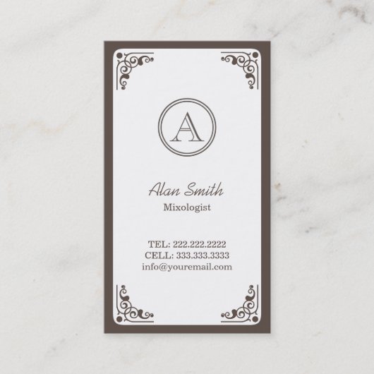 上品なアールデコ縁ど混合学者 名刺 (正面)