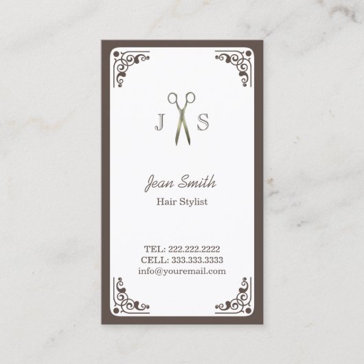 上品なアールデコ縁ど美容師 名刺 (正面)