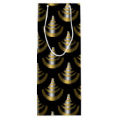 上品なアールデコ | 黒と金ゴールド ワインギフトバッグ (裏面)