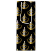 上品なアールデコ | 黒と金ゴールド ワインギフトバッグ (正面)