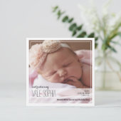 上品なイントロ |ピンクベビーのお知らせ 案内状 (スタンド正面)