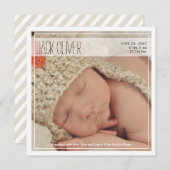 上品なイントロ |ベビー発表 案内状 (正面/裏面)