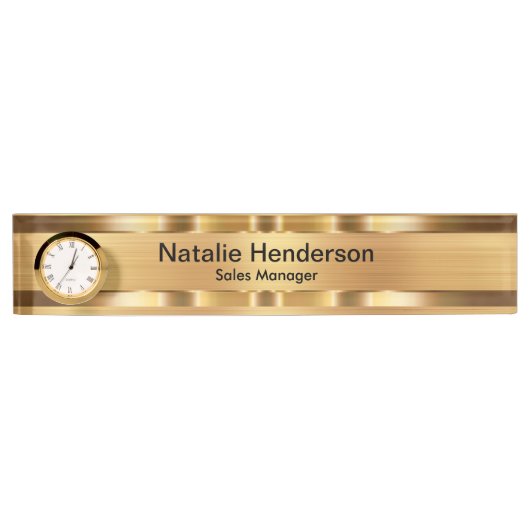 上品なエグゼクティブギフト金ゴールドトーン デスクネームプレート (正面)