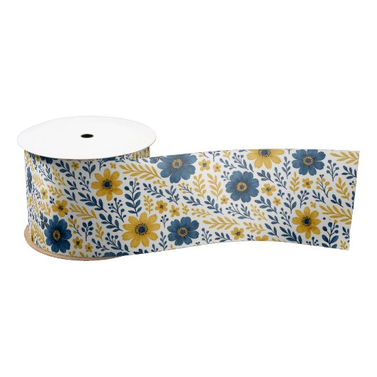 上品なエスニック地中海のフローラアートパターン サテンリボン (リール)