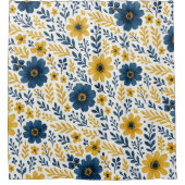 上品なエスニック地中海のフローラアートパターン シャワーカーテン (正面)