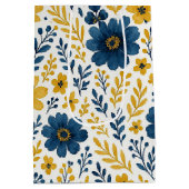 上品なエスニック地中海のフローラアートパターン ミディアムペーパーバッグ (裏面)