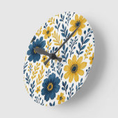 上品なエスニック地中海のフローラアートパターン ラージ壁時計 (傾斜)