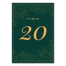 上品なエメラルドグリーンの繊細な模様のテーブルナンバー テーブルナンバー