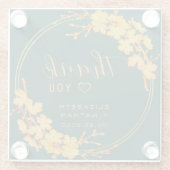 上品なエメラルドグリーン金ゴールドフローラ結婚の感謝 ガラスコースター (裏面)