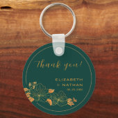 上品なエメラルドグリーン金ゴールドフローラ結婚の感謝 キーホルダー (正面)
