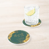上品なエメラルドグリーン金ゴールドフローラ結婚の感謝 コースター (側面)