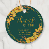 上品なエメラルドグリーン金ゴールドフローラ結婚の感謝 フェイバータグ (裏面)