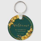 上品なエメラルドグリーン金ゴールド結婚フローラの歓迎 キーホルダー (裏面)