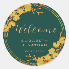 上品なエメラルドグリーン金ゴールド結婚フローラの歓迎 ラウンドシール