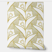 上品なエレガントかわいい白と金ゴールドハートフローラ 壁紙 (ほどく)