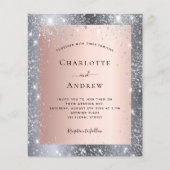 上品なエレガントな結婚式の招待状を、豪華なシルバーとローズゴールドの輝きで チラシ (正面)