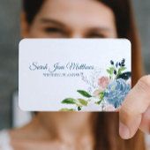 上品なエレガントほこりっぽい青い牡丹ウェディングプランナー 名刺