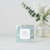 上品なエレガントアクアデュスキーブルー金ゴールドアゲイト スクエア名刺 (スタンド正面)