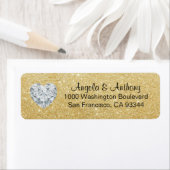 上品なエレガントグリッター金ゴールド結婚差出人住所 ラベル (インサイチュ)