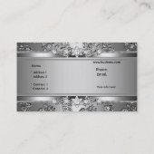 上品なエレガントシルバーエンボスダイヤモンドイメージ 名刺 (裏面)