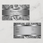 上品なエレガントシルバーエンボスルックイメージ 名刺 (正面/裏面)