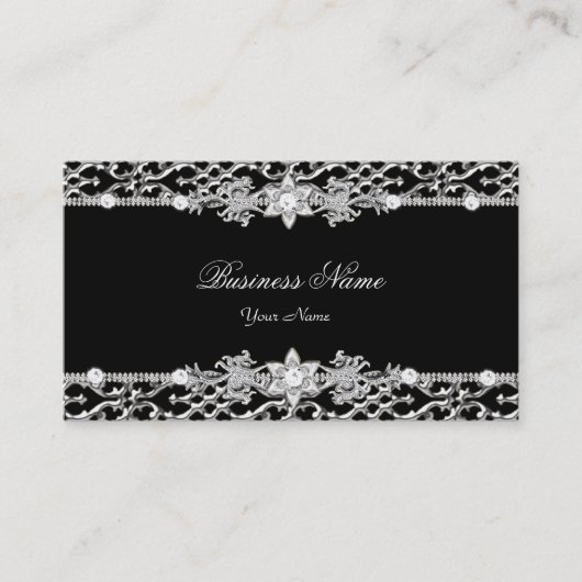 上品なエレガントシルバーブラックダイヤモンド2 名刺 (正面)