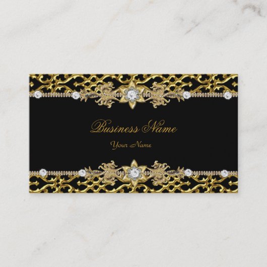 上品なエレガントシルバーブラックダイヤモンド3 名刺 (正面)