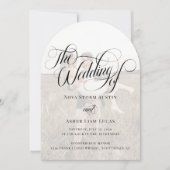 上品なエレガントシンプルフォトオーバーレイ結婚アーチズ 招待状 (正面)