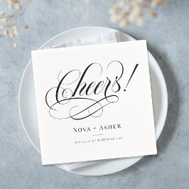 上品なエレガントシンプル応援パーソナライズされた結婚ズ スタンダードカクテルナプキン