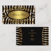 上品なエレガントゼブラセピア金ゴールドメタルルック 名刺 (正面/裏面)