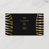 上品なエレガントゼブラセピア金ゴールドメタルルック 名刺 (裏面)