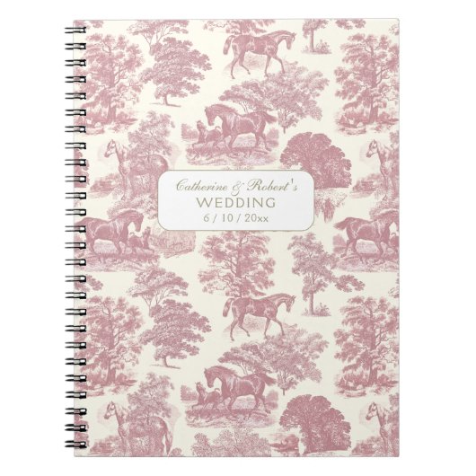 上品なエレガントソフトピンクの馬の名前 ノートブック (正面)