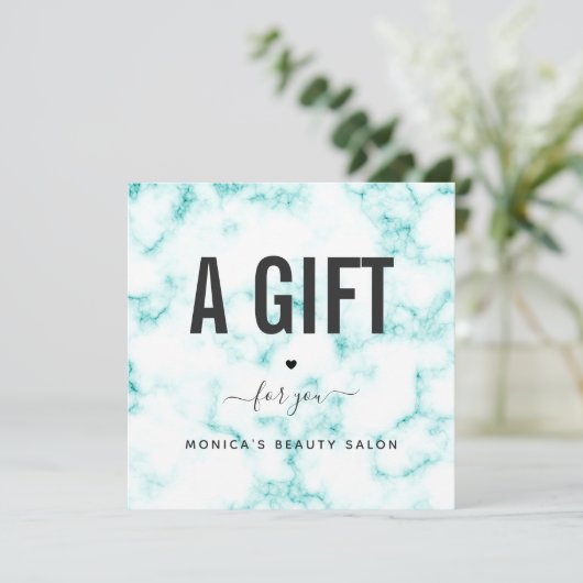 上品なエレガントターコイズ大理石美しいサロンロゴ (スタンド正面)