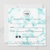 上品なエレガントターコイズ大理石美しいサロンロゴ (裏面)