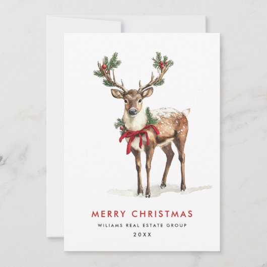 上品なエレガントトナカイのメリークリスマス企業の シーズンカード (正面)